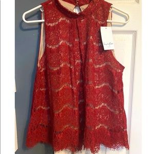 NWT Love, Fire Red Lace Top 🔥